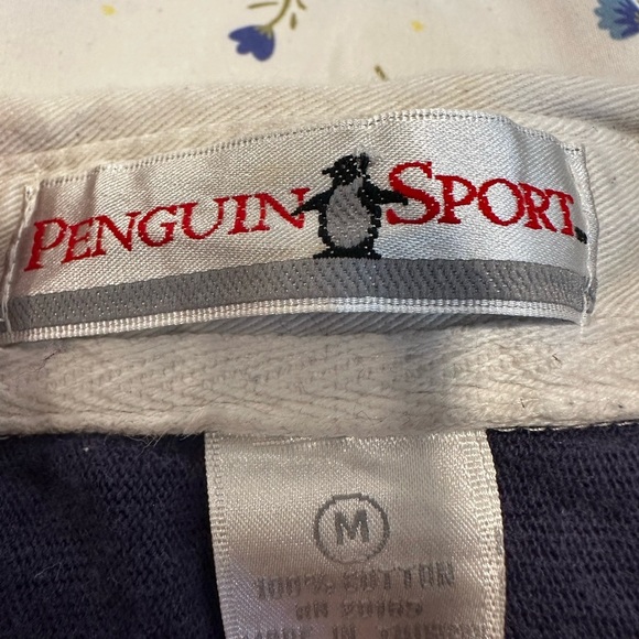 Vintage 90s Rugby Men’s Sz: M Penguin Club Navy Teal Gold Vertical Stripe Polo. - Picture 6 of 10